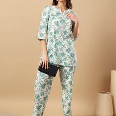 Pure Cotton Printed Kurta Pant Coord Set | Soft Fabric | Elastic Bottom