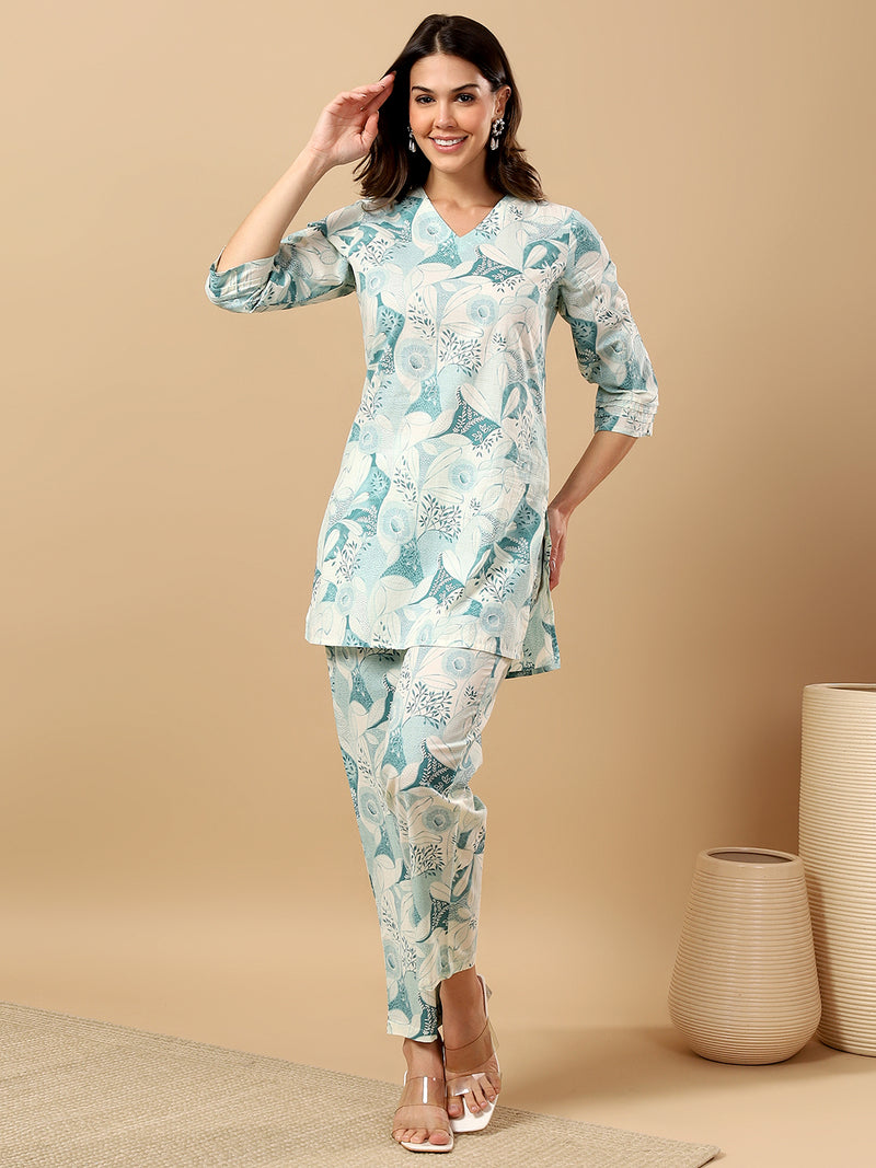 Pure Cotton Printed Kurta Pant Coord Set | Soft Fabric | Elastic Bottom