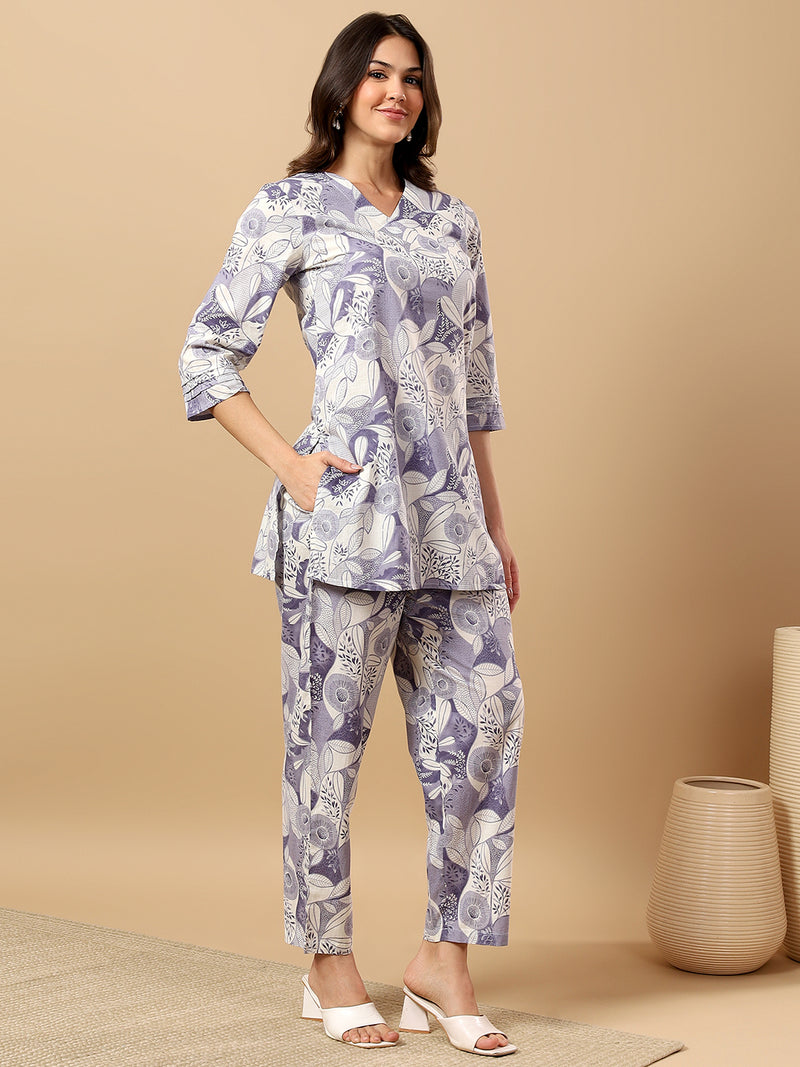 Pure Cotton Printed Kurta Pant Coord Set | Soft Fabric | Elastic Bottom