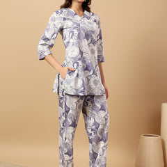 Pure Cotton Printed Kurta Pant Coord Set | Soft Fabric | Elastic Bottom