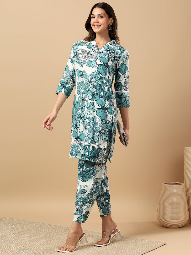 Pure Cotton Printed Kurta Pant Coord Set | Soft Fabric | Elastic Bottom