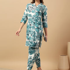 Pure Cotton Printed Kurta Pant Coord Set | Soft Fabric | Elastic Bottom