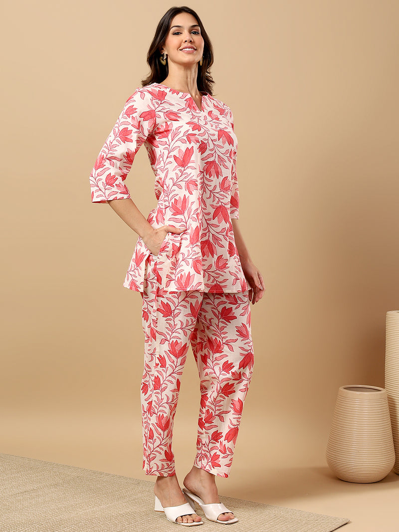 Pure Cotton Printed Kurta Pant Coord Set | Soft Fabric | Elastic Bottom