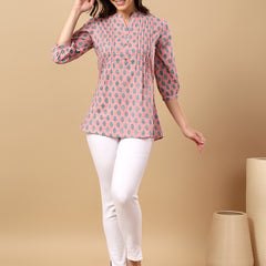 Pure Cotton Printed Top for Women | Soft, Breathable Daily Wear Blouse