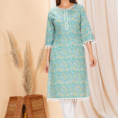 Pure Cotton Printed Kurta Pant Set | Soft Fabric | Elastic Bottom
