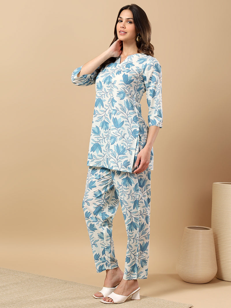 Pure Cotton Printed Kurta Pant Coord Set | Soft Fabric | Elastic Bottom
