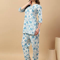 Pure Cotton Printed Kurta Pant Coord Set | Soft Fabric | Elastic Bottom
