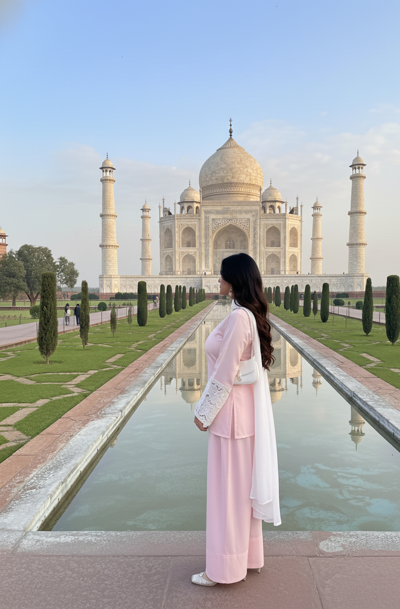 Pink Farshi Kurta Pant with Dupatta Set