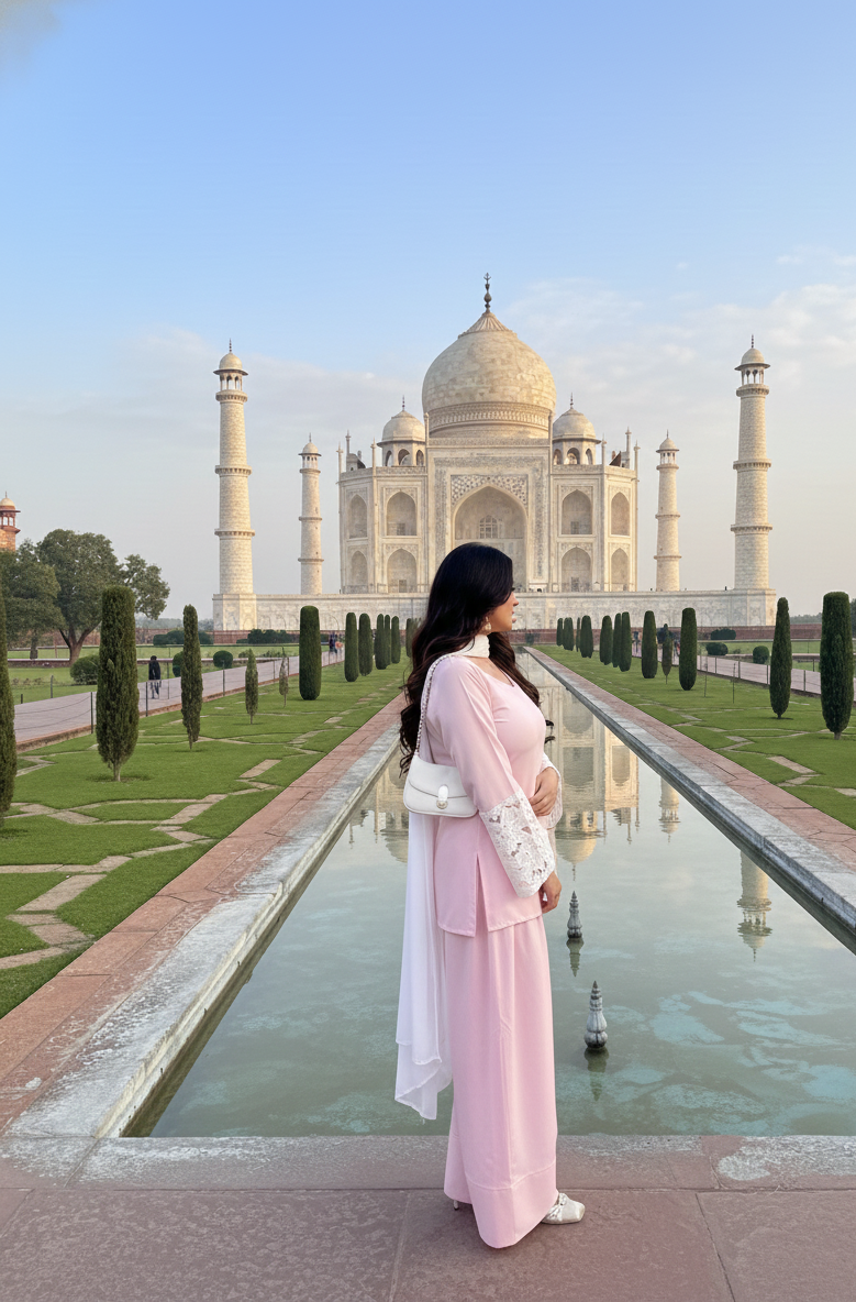 Pink Farshi Kurta Pant with Dupatta Set