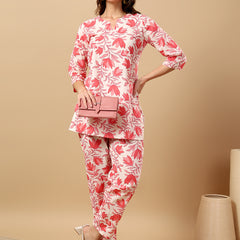 Pure Cotton Printed Kurta Pant Coord Set | Soft Fabric | Elastic Bottom