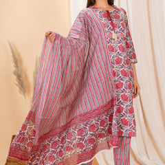 Soft pure cotton printed set with comfy elastic pants, perfect for daily wear and all-day comfort.