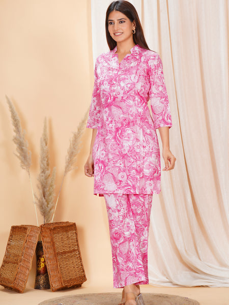 Pure Cotton Printed Kurta Pant Coord Set | Soft Fabric | Elastic Bottom