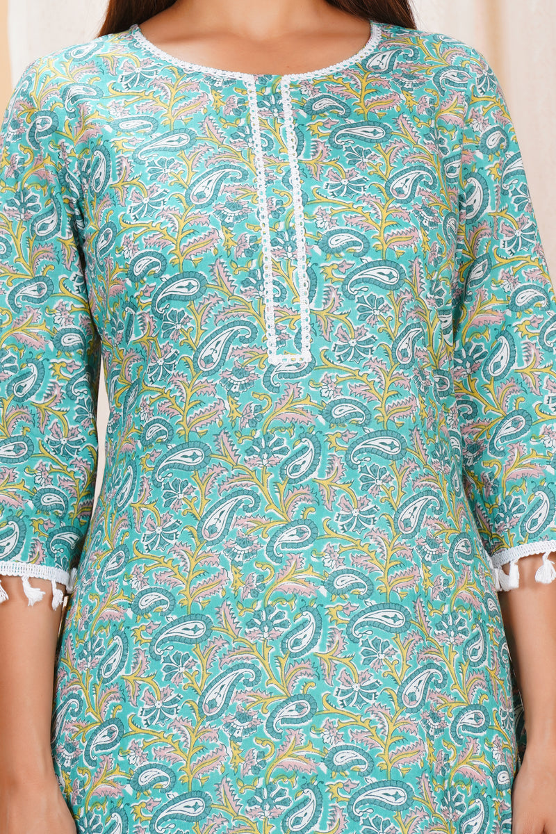 Pure Cotton Printed Kurta Pant Set | Soft Fabric | Elastic Bottom