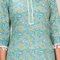 Pure Cotton Printed Kurta Pant Set | Soft Fabric | Elastic Bottom