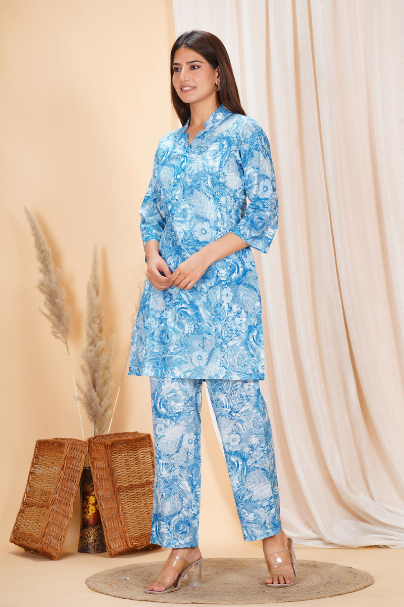 Pure Cotton Printed Kurta Pant Coord Set | Soft Fabric | Elastic Bottom