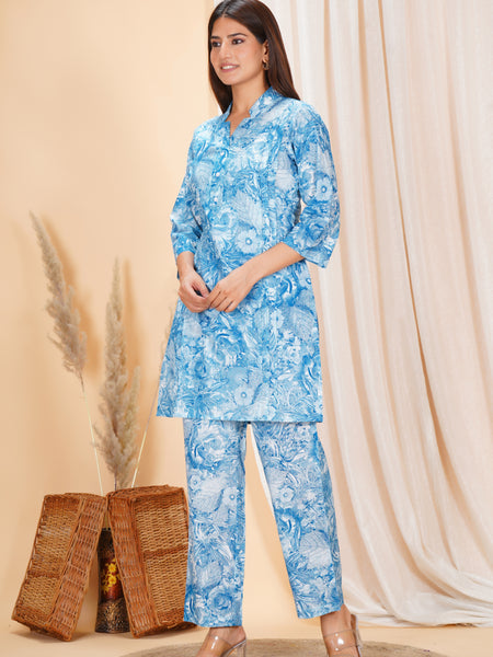 Pure Cotton Printed Kurta Pant Coord Set | Soft Fabric | Elastic Bottom
