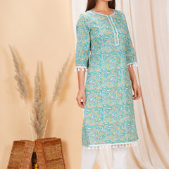 Pure Cotton Printed Kurta Pant Set | Soft Fabric | Elastic Bottom