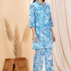 Pure Cotton Printed Kurta Pant Coord Set | Soft Fabric | Elastic Bottom