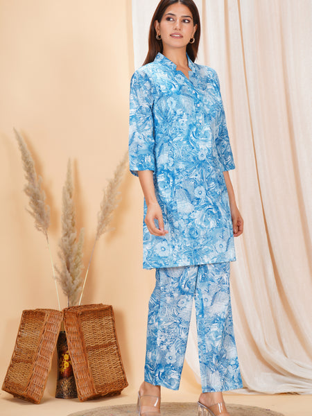 Pure Cotton Printed Kurta Pant Coord Set | Soft Fabric | Elastic Bottom