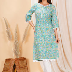 Pure Cotton Printed Kurta Pant Set | Soft Fabric | Elastic Bottom