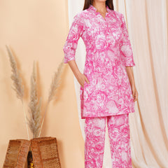 Pure Cotton Printed Kurta Pant Coord Set | Soft Fabric | Elastic Bottom