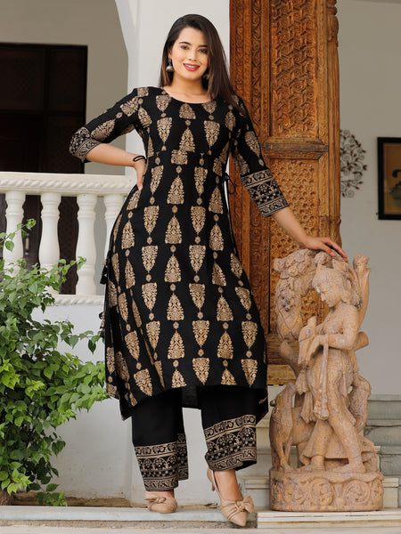 Women’s Black Kurta with Palazzo Set