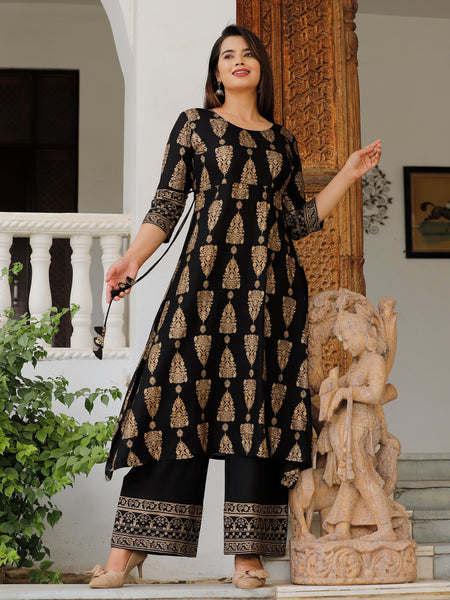 Women’s Black Kurta with Palazzo Set
