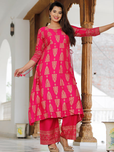 Women’s Pink Kurta with Palazzo Set