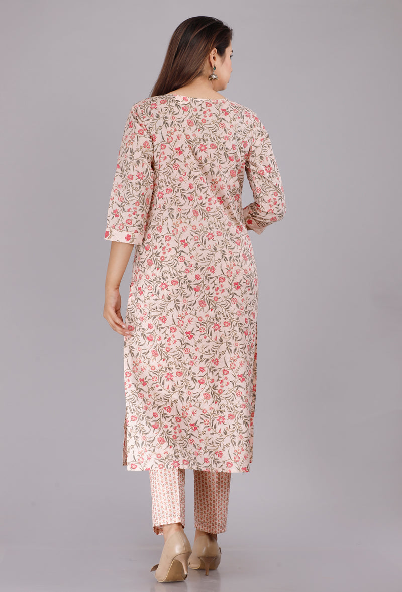 Women Printed Pure Cotton Flared Kurta With Jaket