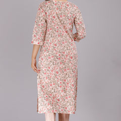 Women Printed Pure Cotton Flared Kurta With Jaket