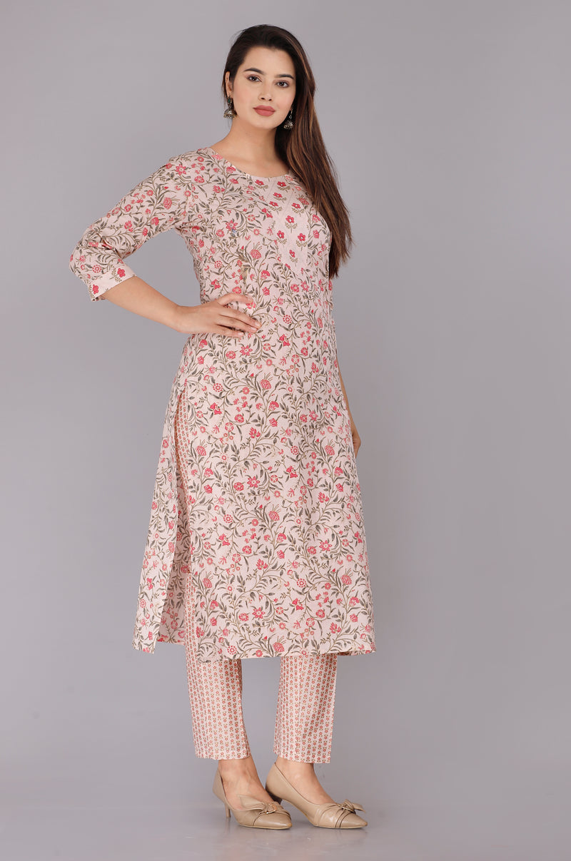Women Printed Pure Cotton Flared Kurta With Jaket