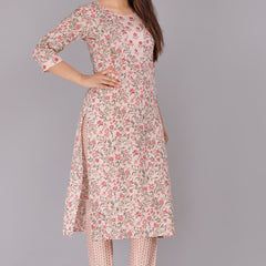 Women Printed Pure Cotton Flared Kurta With Jaket