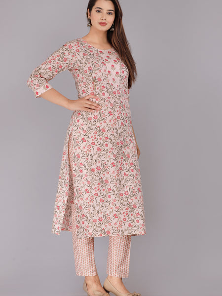 Women Printed Pure Cotton Flared Kurta With Jaket