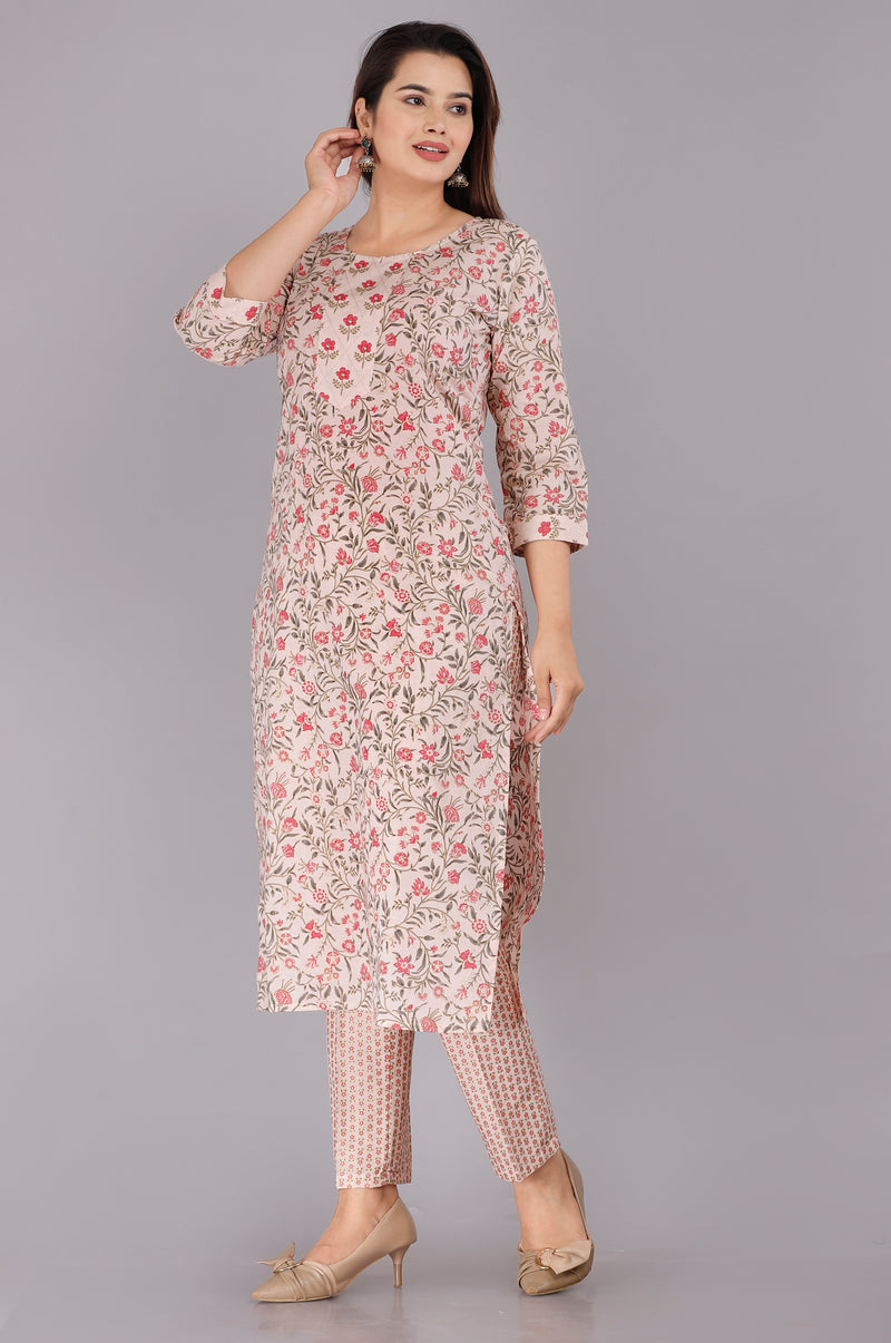 Women Printed Pure Cotton Flared Kurta With Jaket