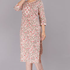 Women Printed Pure Cotton Flared Kurta With Jaket