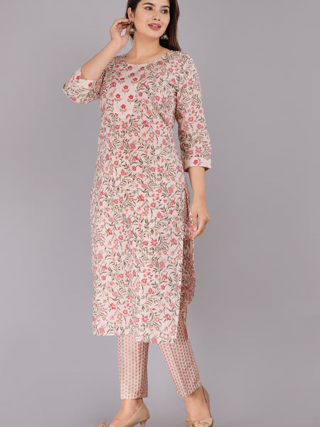 Women Printed Pure Cotton Flared Kurta With Jaket